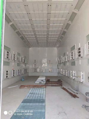 7.5KW egzoz fanlarının 2 seti ile açık hava LED Endüstriyel Otobüs püskürtme boya kabin