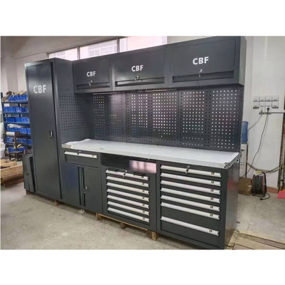 Hareketli Büyük Yeni Siyah Garaj Çalışma Tezgahı / Atölye Çelik Kombinasyon Alet Dolabı