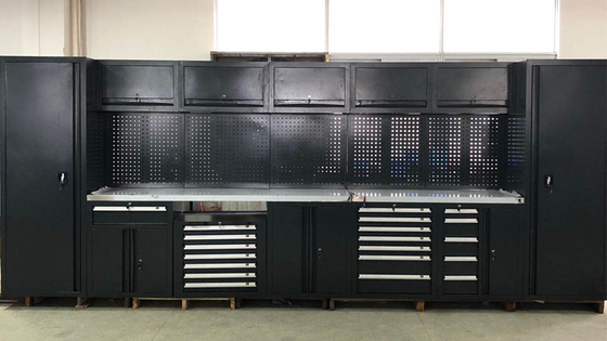 Hareketli Büyük Yeni Siyah Garaj Çalışma Tezgahı / Atölye Çelik Kombinasyon Alet Dolabı