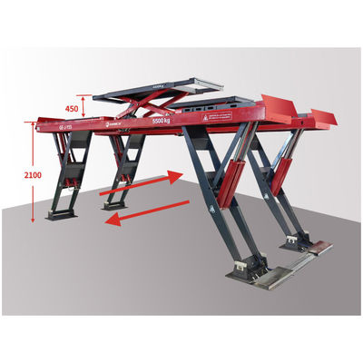 Tekerlek Hizalama için Y-şekilli Dikey Yükselen Makaslı Araba Kaldırıcı Ağır Hizmet Tipi 11 silindirli kaldırma kapasitesi 5500 kg