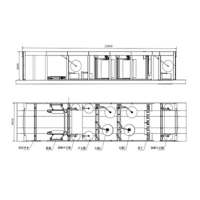 Düz kablo zinciri Otomatik Araba Yıkama Ekipmanı 14 fırça ile Otomatik Araba Yıkama Makinesi 6 boya ile