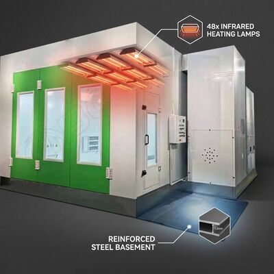 Heavy Duty Diesel Turbo Fan Truck Spray Booth 48 Pcs Kızılötesi Lambalar Güçlendirilmiş Çelik Bodrum Endüstriyel Kamyon Boya Ekipmanı